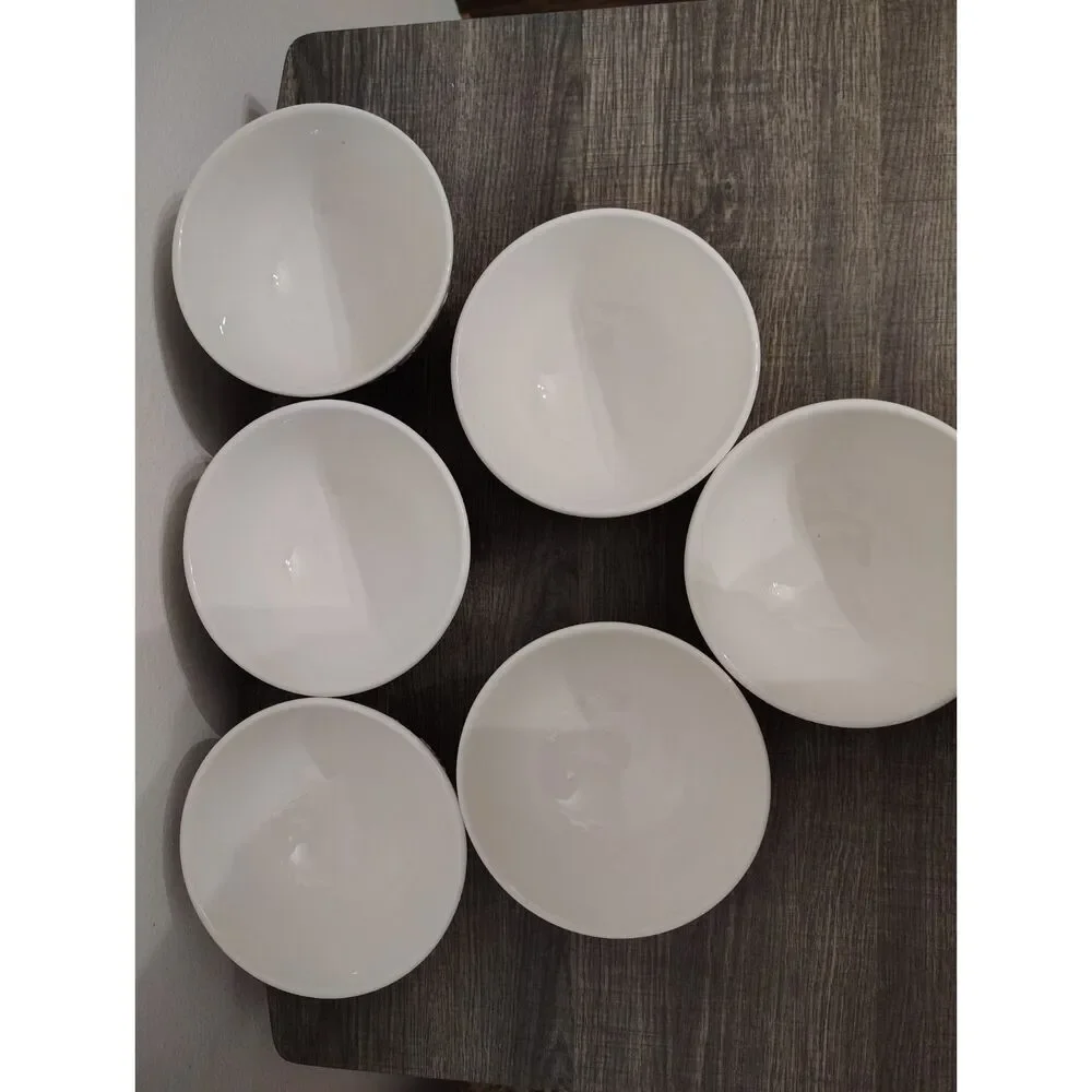 6 Quadrifoglio Ceramica White Rose Embossed Salad Bowls Italy Vintage Style